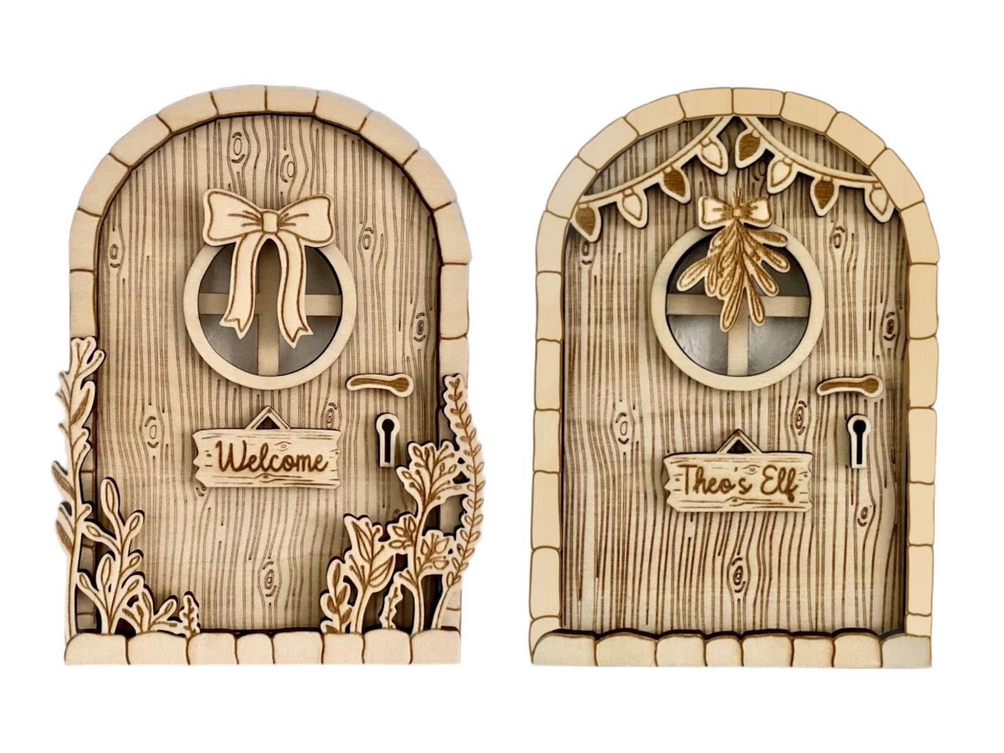 Personalised Floral Fairy/Elf Door | Wooden Door | Miniature |