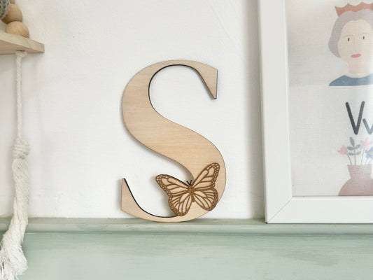 Wooden Butterfly Letter