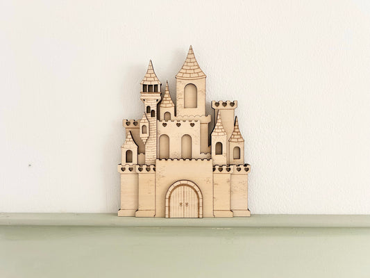 Wooden multi layered Princess castle for girls or boys room decoration for the wall or free standing 