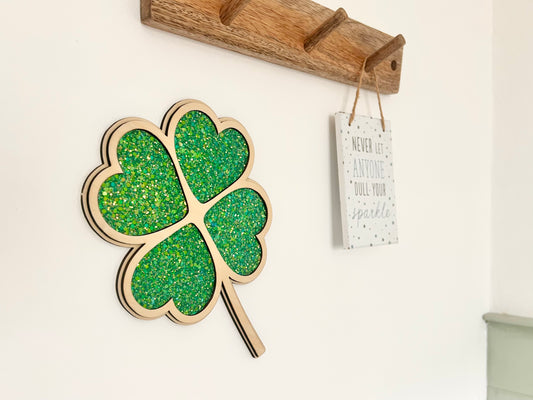 Glitter Lucky Four Leaf Clover Wall Shape