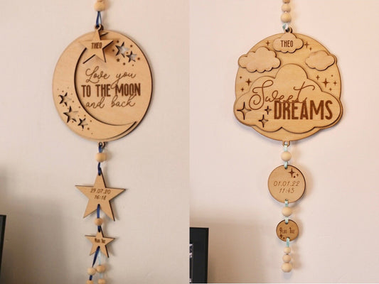 Name/Birth Stats Wall Hanging - Moon or Cloud