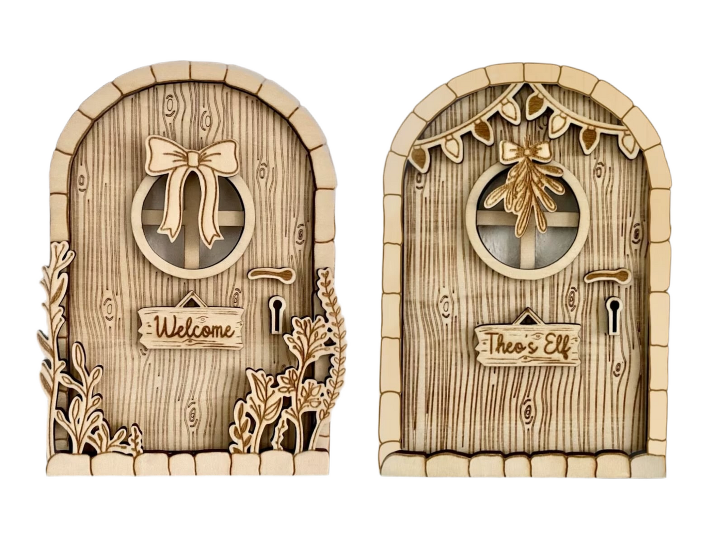 Floral Fairy/Elf Door | Wooden Door | Miniature | Option to Personalise