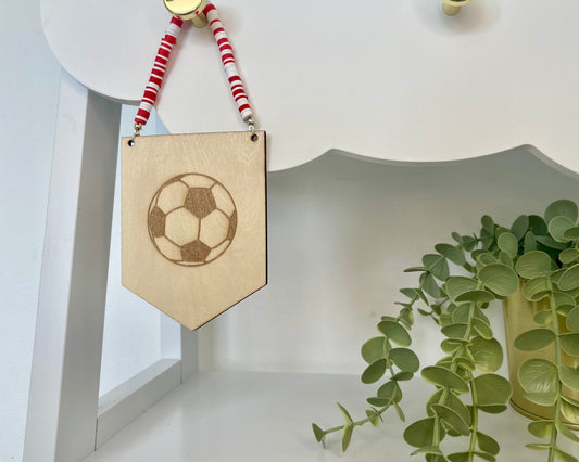 Wooden Football Beaded Mini Banner