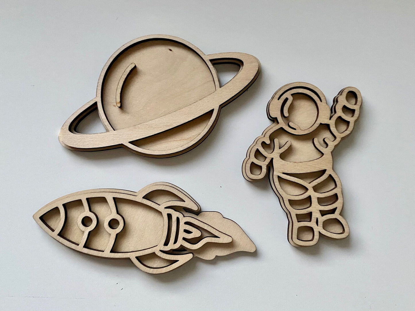 Set of 3 Outer Space Shapes | Astronaut Rocket Ship Planet