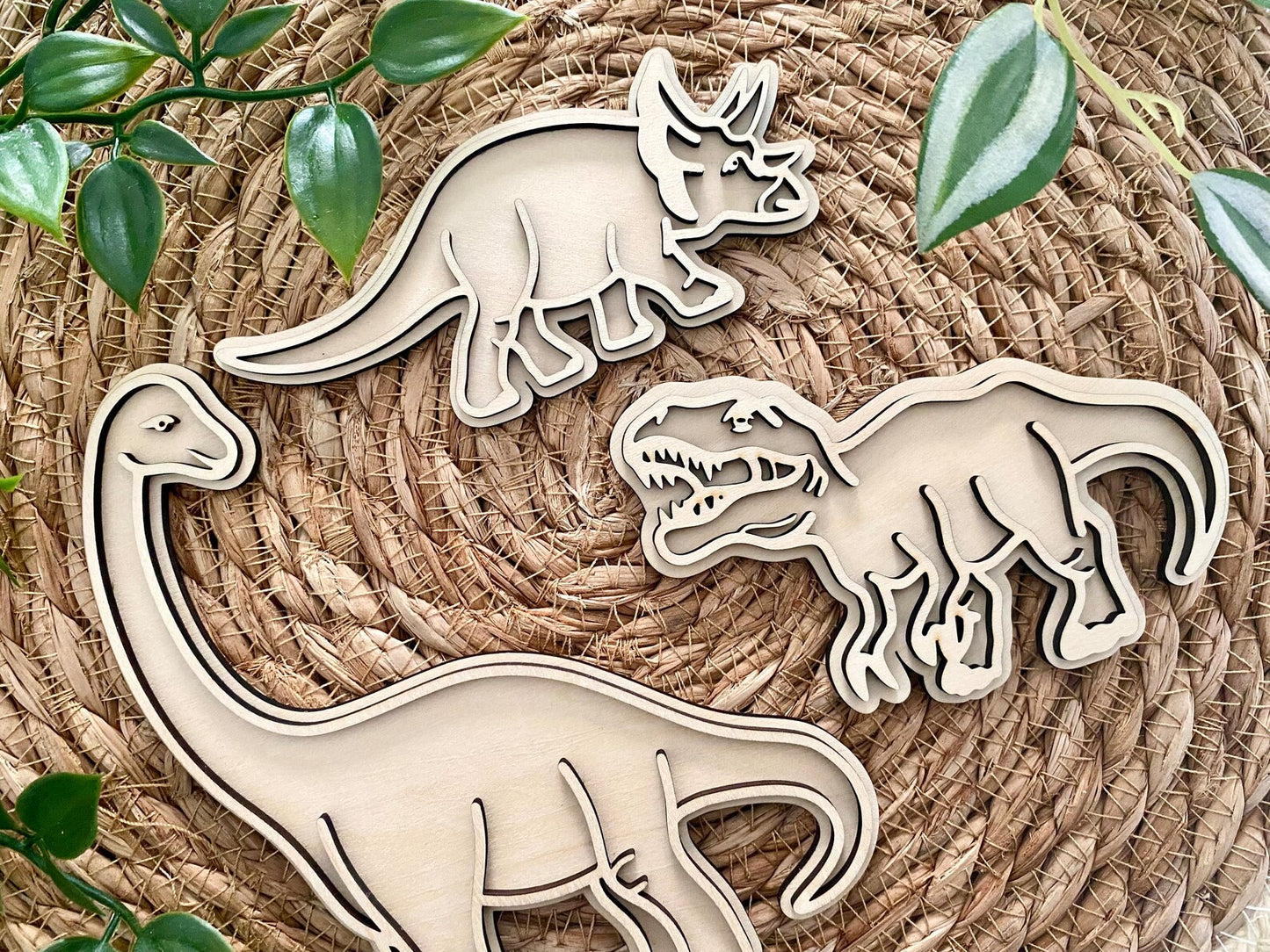 Set of 3 Dinosaur Shapes | T-Rex Diplodocus/Brachiosaurus Triceratops