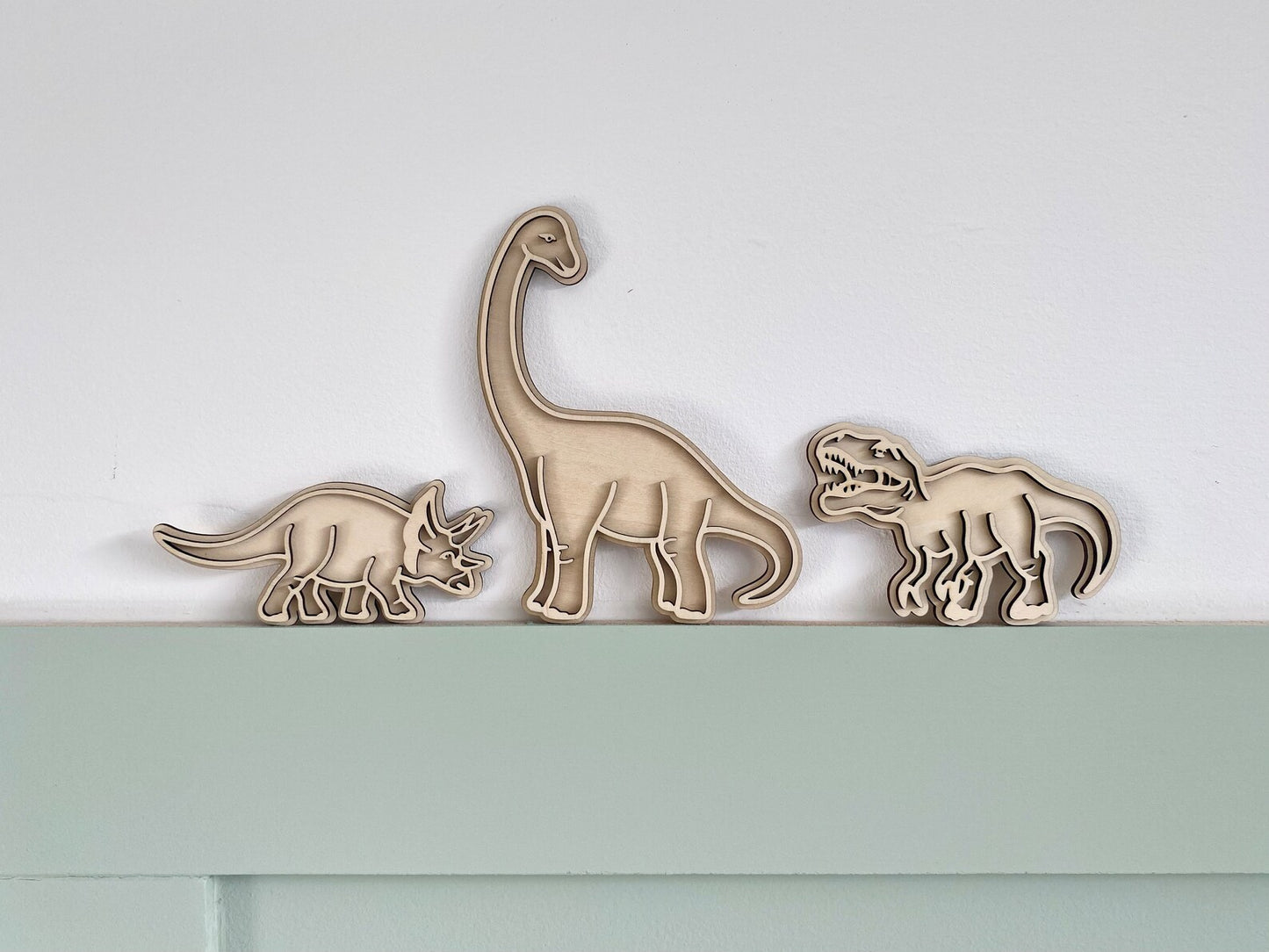 Set of 3 Dinosaur Shapes | T-Rex Diplodocus/Brachiosaurus Triceratops