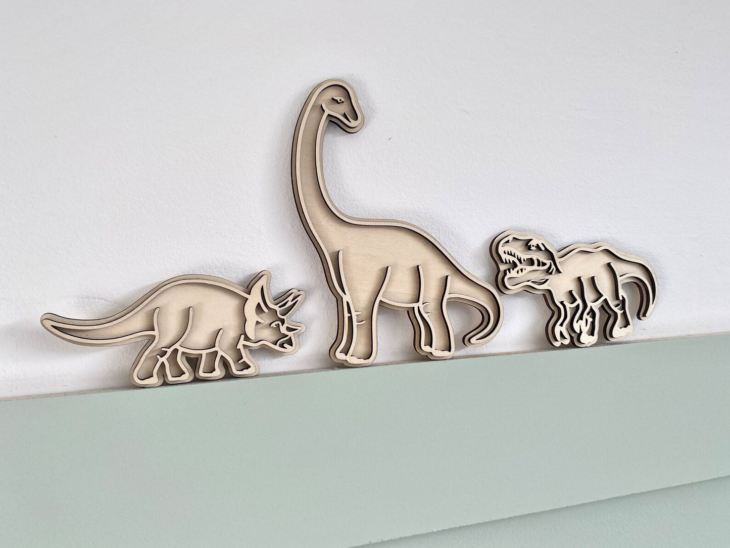 Set of 3 Dinosaur Shapes | T-Rex Diplodocus/Brachiosaurus Triceratops