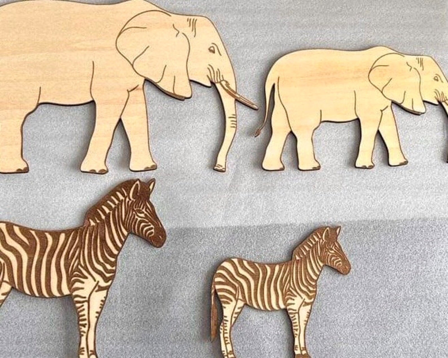 Set of 5 Safari Engraved Animals | Lion Elephant Giraffe Zebra Rhino