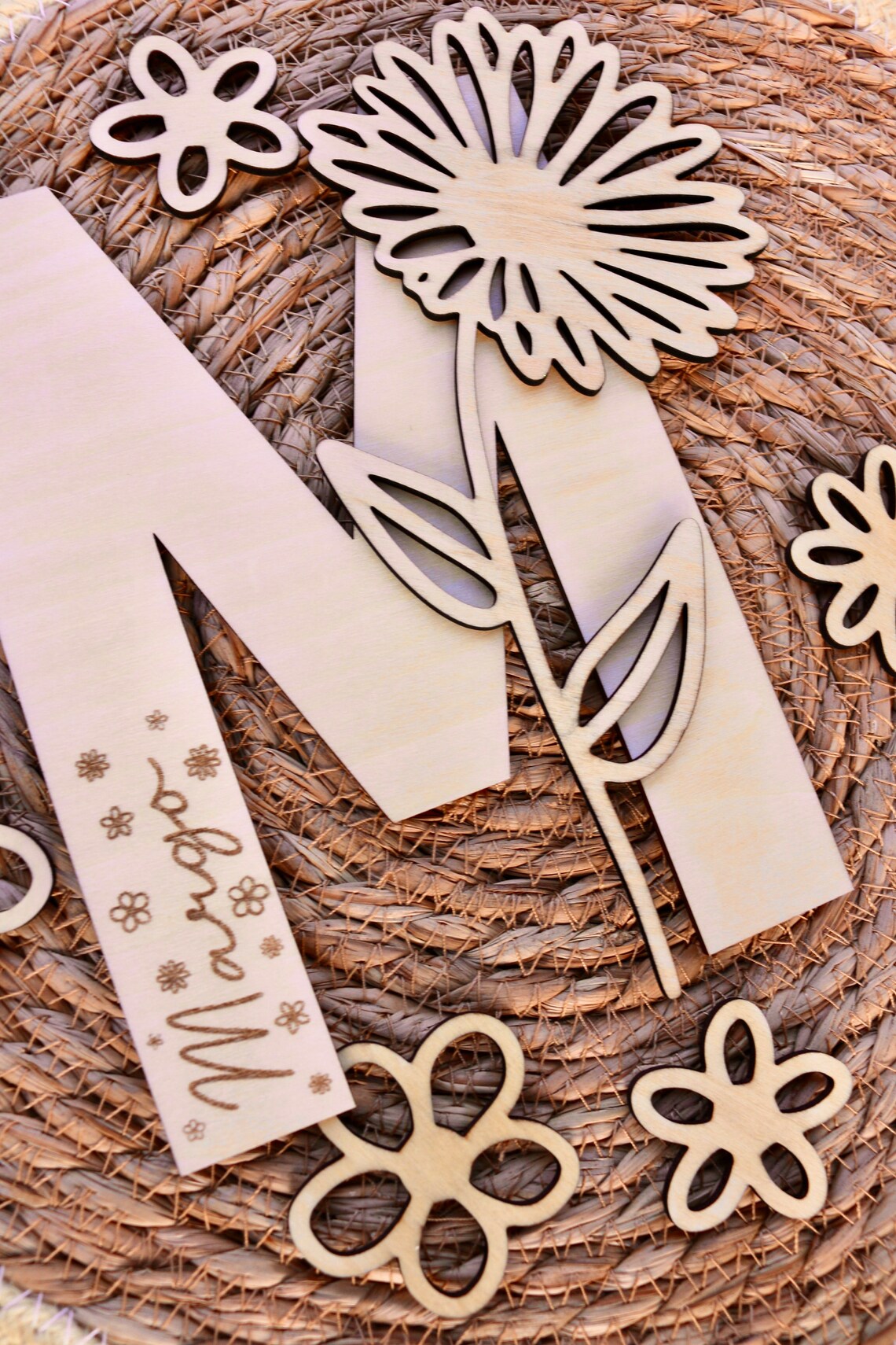 Personalised Wooden Daisy Letter